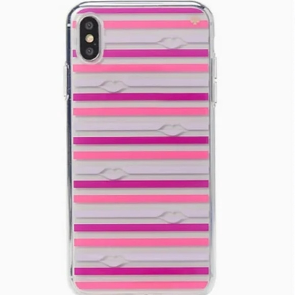 NEW Kate Spade New York Lips with Stripe Phone Case Pink Clear iPhone XS / X - Picture 3 of 4